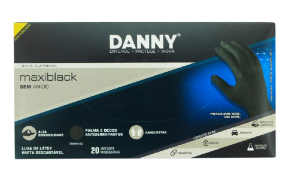 Luva Maxiblack Linha Suprema - DANNY - caixa com 20 unidades (10 pares)