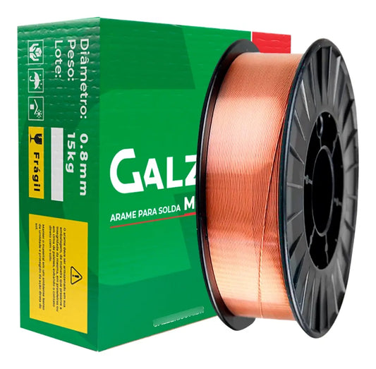 Arame para solda MIG ER70S-6 - 0,8mm - Rolo com 15kg - GALZER