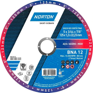 Disco de corte 5 x 3/64 x 7/8 BNA12 - NORTON