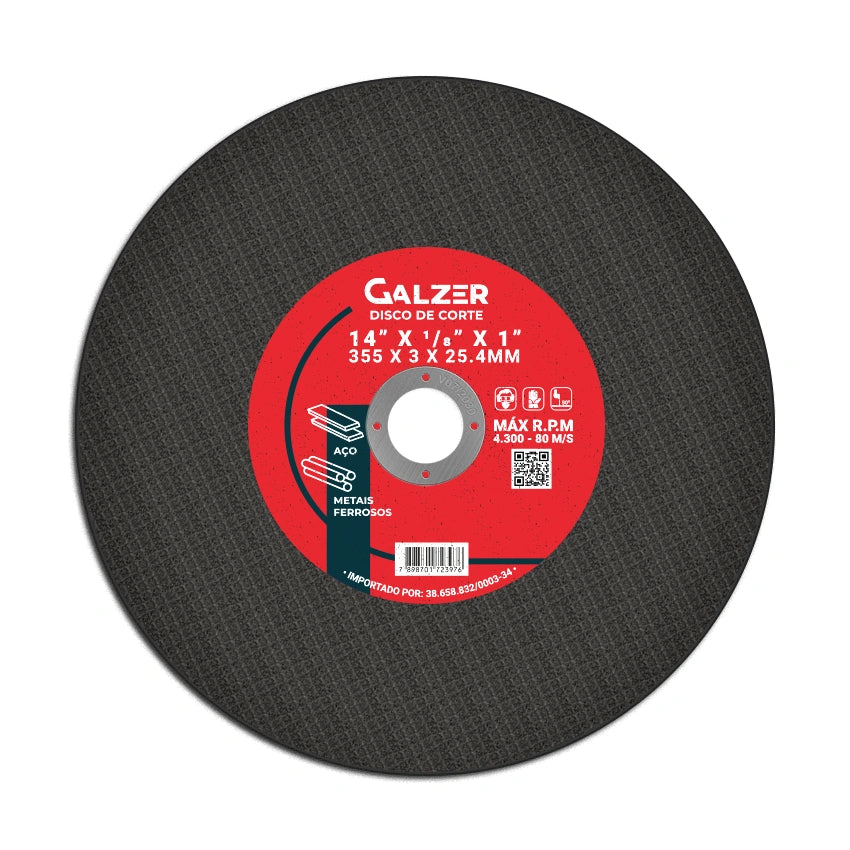 Disco de corte 14" x 1,8 x 1 - Galzer