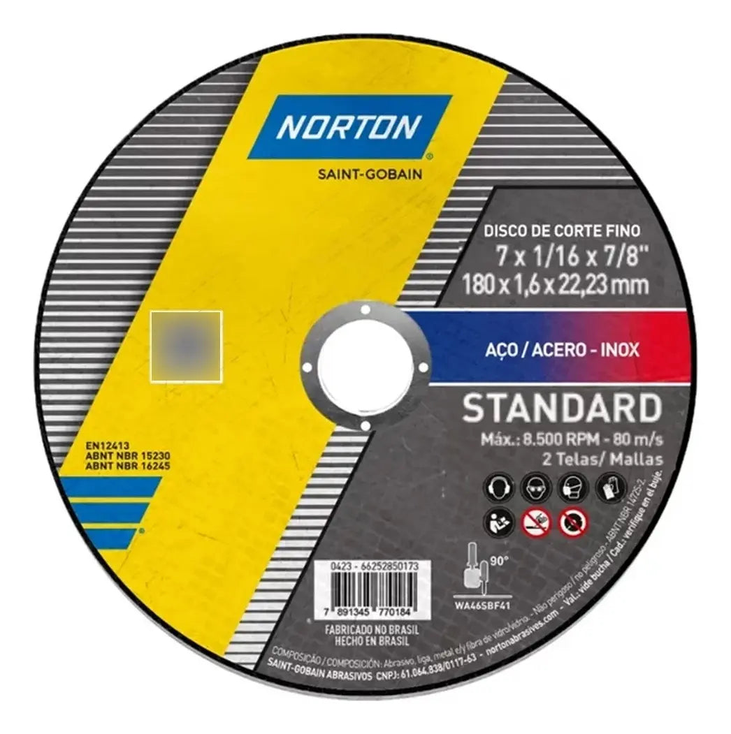 Disco de Corte Fino 7 x 1/16 x 7/8 Standard - NORTON