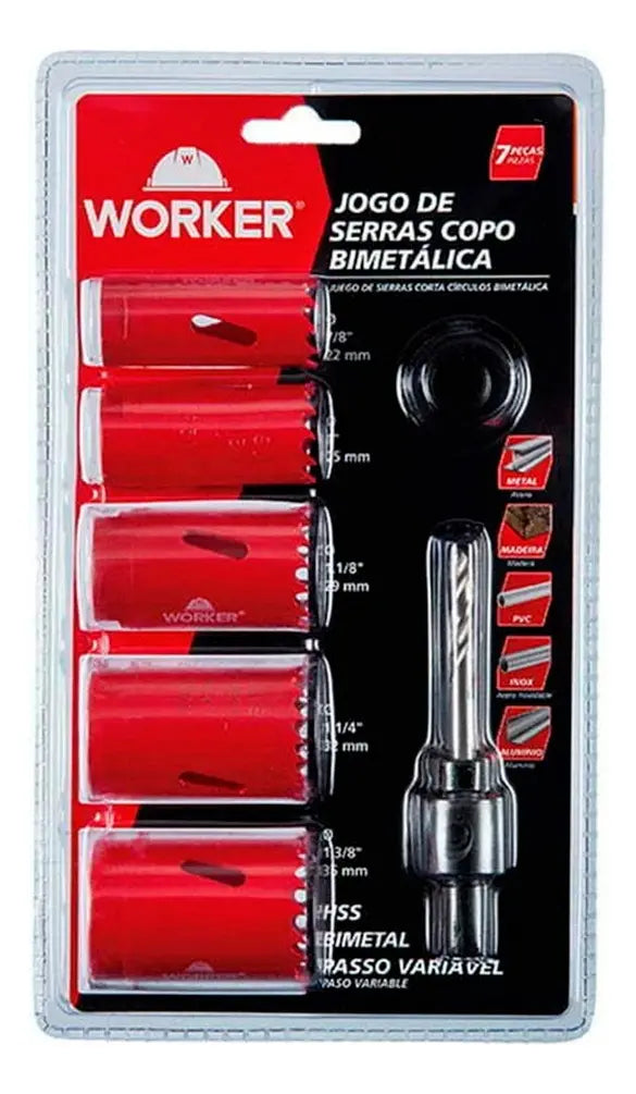 Jogo de Serra Copo bimetal 7 peças - Worker