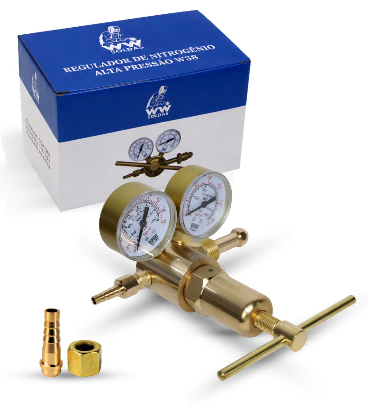 Regulador de alta pressão Nitrogênio W38 - 1000PSI - 70Kg - WWSoldas