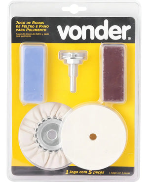 Rodas de Feltro e Pano para Polimento 5 peças - Vonder